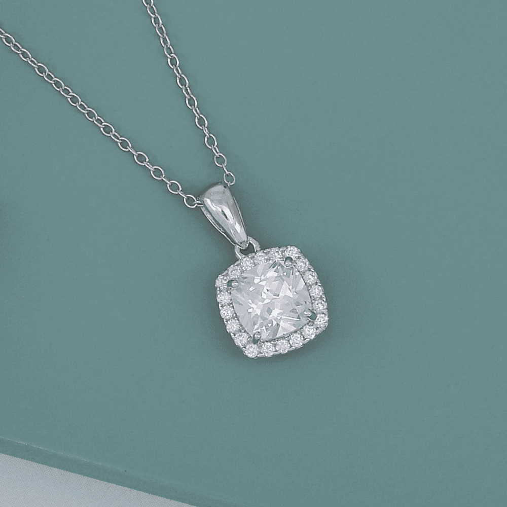 Monaco Classic Cushion Halo Pendant