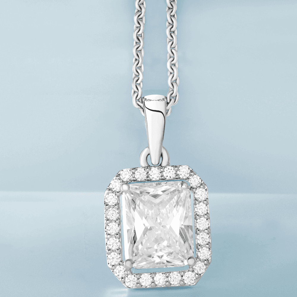 Monaco Classic Emerald Halo Pendant